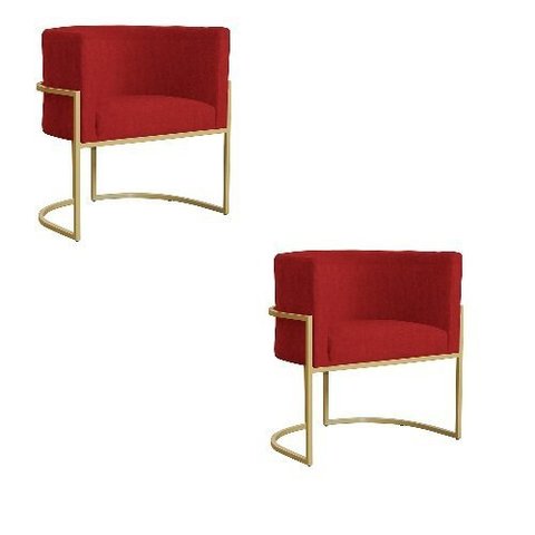 Kit 2 Poltrona Luana Suede Vermelho Base Dourada Luxo - Fm