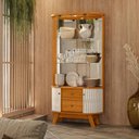 Ver imagem 1 de Cristaleira Moss 4 Portas com Prateleiras de Vidro - Cinamomo Off White - Madetec