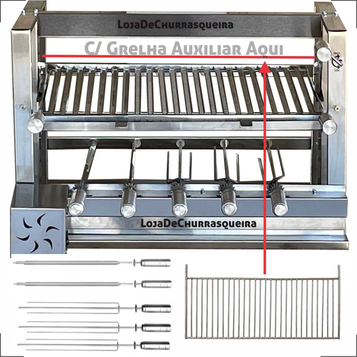 Suporte para Churrasqueira Grill Kit Giratorio Gourmet com Grellha Elevatoria Elevante Acompanha 5 e - 4