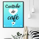Ver imagem 1 de Quadro Decorativo Cantinho Café Azul - 70x50cm:moldura Preta