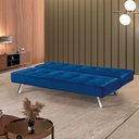 Ver imagem 2 de Sofá Cama 2 Lugares 177 Pé Cromado Azul com Cromado