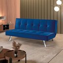 Ver imagem 1 de Sofá Cama 2 Lugares 177 Pé Cromado Azul com Cromado