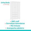 Ver imagem 7 de Berço Nacional Doce Sonho 3540 e Guarda Roupa Duda 3 Portas Branco Brilho com Colchão Gazin