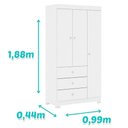 Ver imagem 2 de Berço Nacional Doce Sonho 3540 e Guarda Roupa Duda 3 Portas Branco Brilho com Colchão Gazin