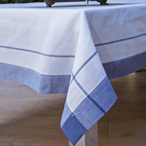 Toalha de Mesa Quadrada 140x140cm Royal - Catran Branca/azul