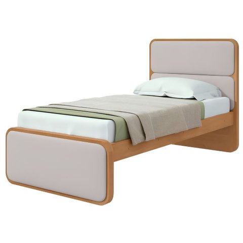 Cama de Solteiro - Easy Like:Amedoa Clean / Tecido Corano Bege