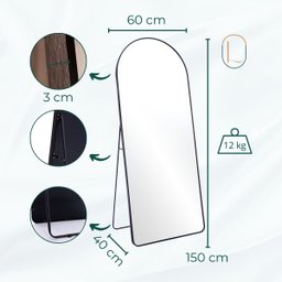 Espelho Grande Oval com Base Reta Corpo Inteiro 150 X 60 Cm com Suporte de Chão - 5
