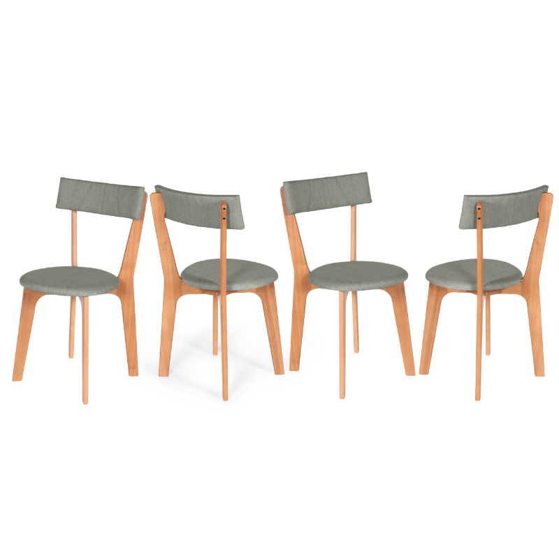 Kit 4 Cadeiras de Jantar em Madeira Estofadas - Anjo Gabriel Design Verde