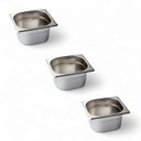 Ver imagem 1 de Kit 3 Cubas Gastronômica Inox Gn 1/6 100mm sem Alça Prateada