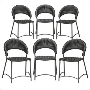 Cadeira de Jantar Milão Aluminio e Croche Náutico 6 Unidades - Preta
