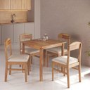 Ver imagem 1 de Conjunto Mesa Jantar Quadrada 80cm 4 Cadeiras Madeira Maciça Capri Amêndoa Cbmj4c80