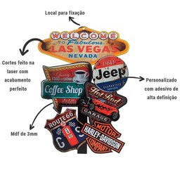 Placa Decorativa de Parede em Madeira - Welcome Las Vegas - 2