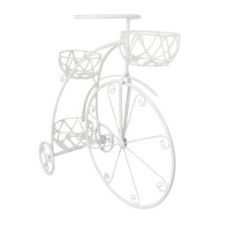 Bicicleta Decorativa Triciclo Meia Lua Branca em Metal 3 Cestos Branca - 3