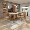 Ver imagem 1 de Conjunto Sala de Jantar Elisa em Madeira Maciça 6 Cadeiras Linho Fendi