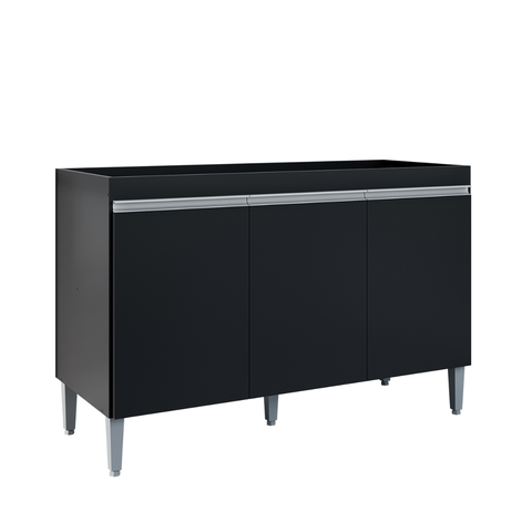 Balcão Gabinete de Cozinha 3 Portas 120cm Manu sem Tampo:preto