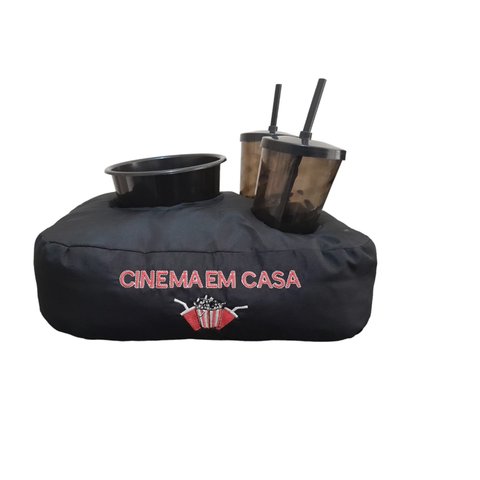 Almofada Porta Pipoca Cinema em Casa Compacta Preta