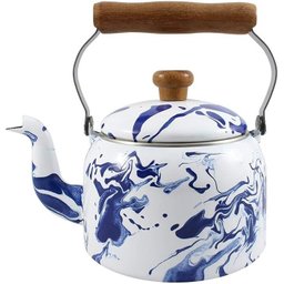 Chaleira Tradicional 16 Esmaltada Marmorizada Azul  - 1800 ml - Ewel - 1
