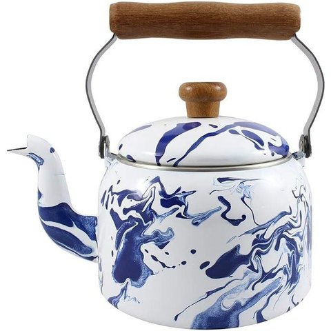 Chaleira Tradicional 16 Esmaltada Marmorizada Azul  - 1800 ml - Ewel