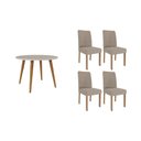 Ver imagem 1 de Conjunto: Mesa Sala Jantar Dani C/ Tampo Madeirado C/ Vidro 110cm e 4 Cadeiras Clarice Madeirado/