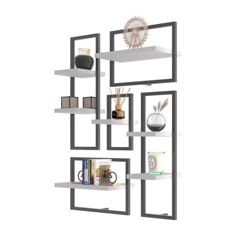 Conjunto 7 Prateleiras Industrial Branco - Pleno
