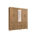 Ver imagem 1 de Guarda Roupa Solteiro 6 Portas (1 C- Espelho) e 4 Gavetas Guarujá Amêndola Touch - Demóbile