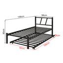 Ver imagem 4 de Cama Solteiro de Ferro Bruna 100% Aço Industrial Reforçada com Cama Auxiliar para Quarto - Preto