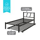 Ver imagem 3 de Cama Solteiro de Ferro Bruna 100% Aço Industrial Reforçada com Cama Auxiliar para Quarto - Preto