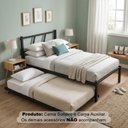 Ver imagem 1 de Cama Solteiro de Ferro Bruna 100% Aço Industrial Reforçada com Cama Auxiliar para Quarto - Preto