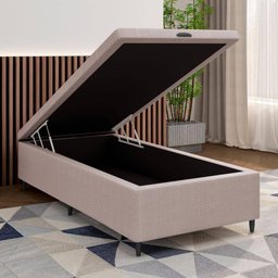 Base Cama Box Baú Solteiro para Colchão 88x188cm Multimóveis Cr35237 Bege - 2 Base Cama Box Baú Solteiro para Colchão 88x188cm Multimóveis Cr35237 Bege - 2