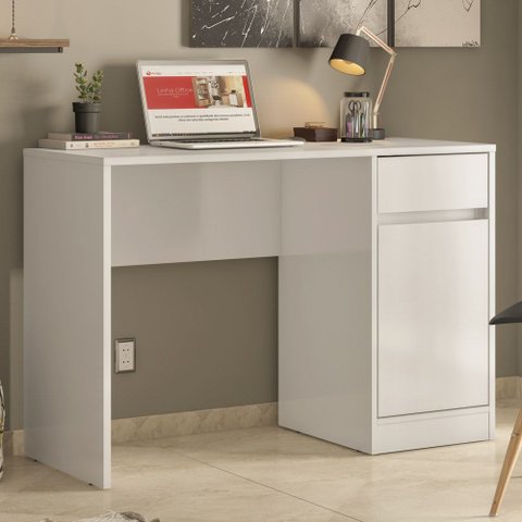 Mesa Para Computador Escrivaninha Office 1 Porta 1Gaveta Morada D02 Branco - Mpozenato