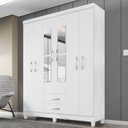 Ver imagem 2 de Guarda Roupa Casal Espelho 6p 2g Moden 150 Cm Branco Flex Incp