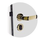 Ver imagem 1 de Fechadura Icaro Externa Roseta Redonda Antique Brass 40mm Ros22 (40x53 Reta) Soprano