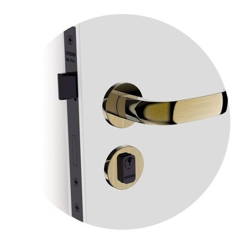 Fechadura Icaro Externa Roseta Redonda Antique Brass 40mm Ros22 (40x53 Reta) Soprano