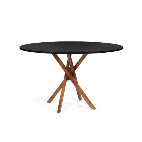 Mesa de Jantar Redonda 4 Lugares 90 cm em Madeira June Preto