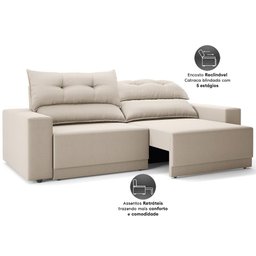 Sofá Lord 2,00m Retrátil e Reclinável Velosuede - Netsofas - 3