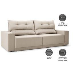 Sofá Lord 2,00m Retrátil e Reclinável Velosuede - Netsofas - 4