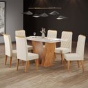 Ver imagem 1 de Mesa de Jantar 6 Lugares Constantine Mel/off White/veludo Pastel - Viero Móveis