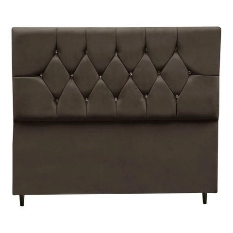 Cabeceira Cama Box Estofada Casal 140cm Geovana Suede Marrom