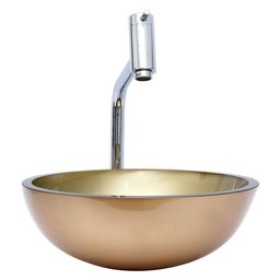 Cuba Redonda De Vidro 30X30Cm Dourado Para Banheiro - 4
