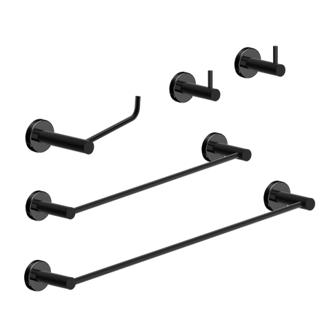 Kit de Acessórios para Banheiro Preto Fosco 5 Peças Grego Metal 2070at
