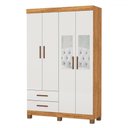 Ver imagem 3 de Guarda-roupa Solteiro Genova 4 Portas 2 Gavetas com Espelho 22113 Cinamomo/off White - Carioca Móvei