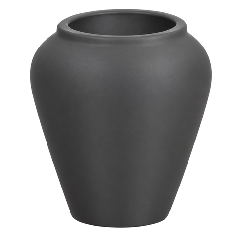 Vaso de Fibra de Vidro Bali U 71cm Vitrificado Grande Cinza Escuro Fosco