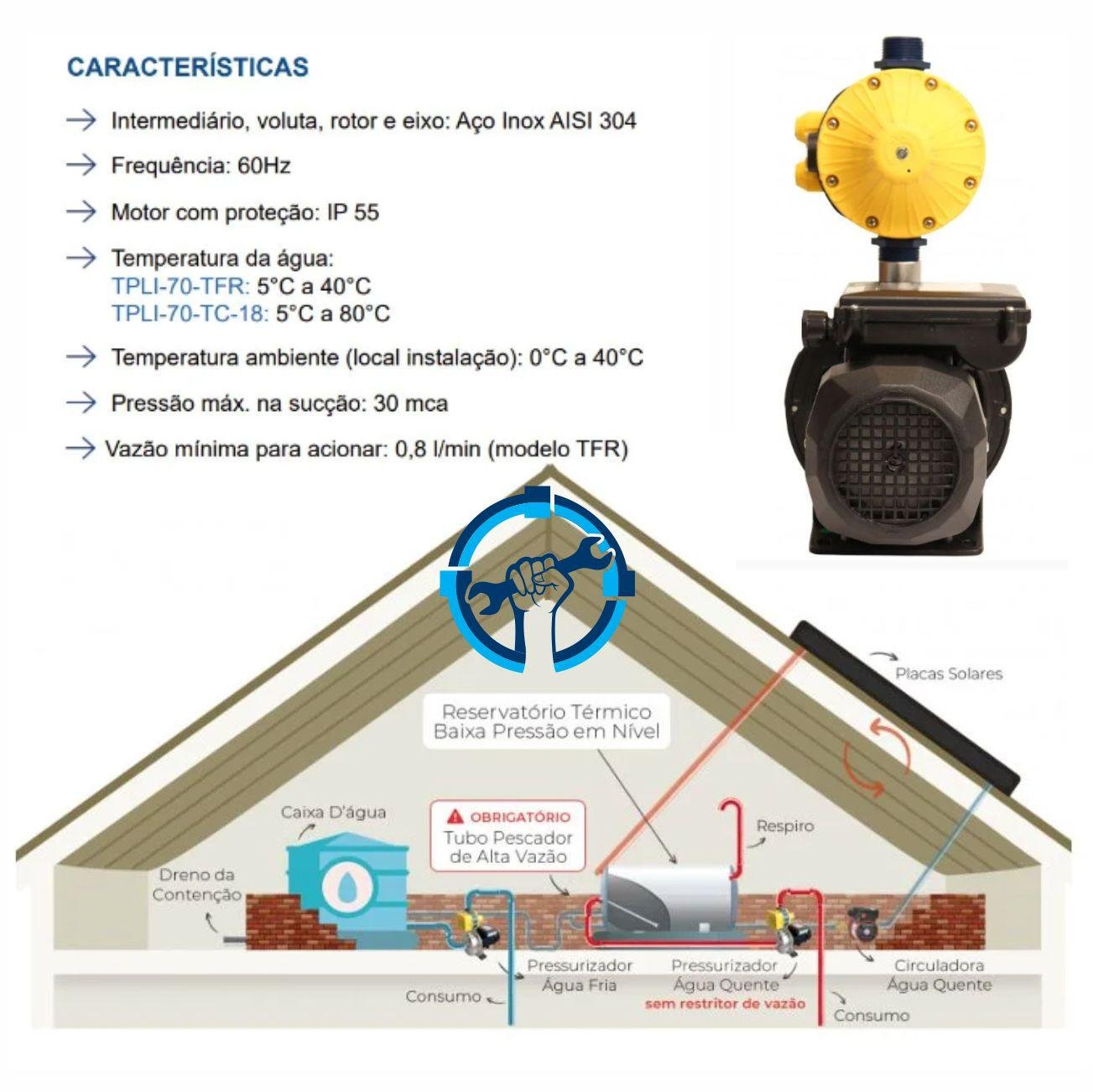 Bomba Centr Inox Tbhli-70 1/2cv Mono 220v Tc-18 (tpli-70-tc18) - 3