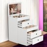 Comoda Para Maquiagem 3 Gavetas Banqueta e Espelho Branco Shop JM - 1