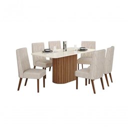 Mesa Jantar Solana 180 6 Cadeiras Eloa Linho - Henn - 1