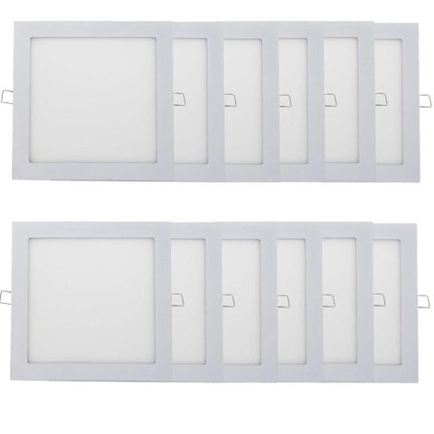 Kit 12 Plafon Painel LED Luminária Downlight 18W Embutir