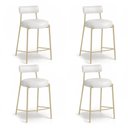 Ver imagem 5 de Banqueta Cozinha Média com Encosto Industrial Champanhe Kit 4 Londres PU Branco D03 - D'Rossi