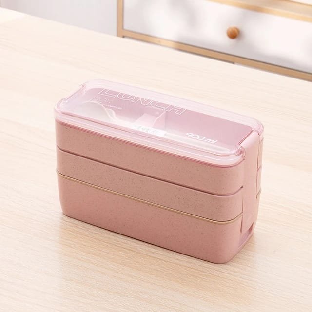 Marmita Fitness Lunch Box 900ml 3 Divisórias Cor Rosa - 2