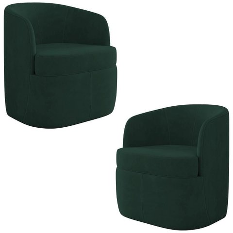 Kit 2 Poltronas Giratória Decorativa para Sala Dandara K04 Veludo Verde - Mpozenato