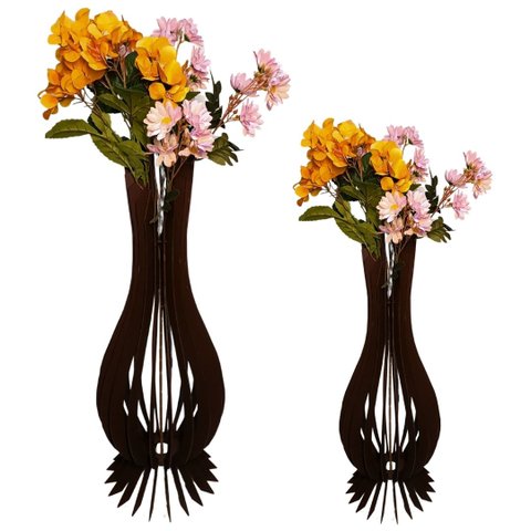 Vaso de Chão Decorativo Grande Ana Maria Mdf:preto/kit com 2 - 90x28cm e 75x23cm